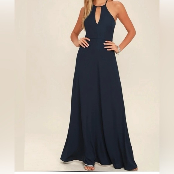 Lulus Dresses & Skirts - Lulus Beauty and Grace Keyhole Front Navy Blue Maxi Dress